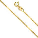 PRECIOUS STARS 14k Yellow Gold Diamond-cut Cursive Letter Initial 'M' Pendant with 1.2mm Rolo chain