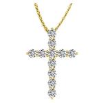 14K Yellow Gold Diamond Cross, 3/4 Carat Total
