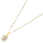 Ioka 14K Yellow Gold Our Lady of Guadalupe Cubic Zirconia CZ Charm Pendant with 1.5mm Valentino Chain Necklace - 18"