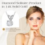 Certified Diamond Necklace for Women - Lab Grown Solitaire Necklace with Solid 14K White Gold Chain, Stunning Lab Diamond Pendant in 1 Carat, Premium Signature Jewelry Collection