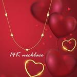 14K Gold Heart Necklace with Love Pendant