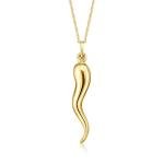 Italian Horn Pendant Necklace in 14kt Yellow Gold