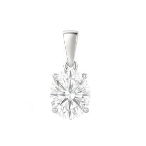 14K Solid White Gold Lab Grown Moissanite Oval Cut Solitaire Pendant | Dangle Bail | 9x7mm | 2.0 CTW | Pendant Only | Fine Jewelry Luxury Gift | Birthday, Anniversary, Mother's Day
