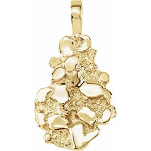 Solid 14k Yellow Gold Nugget Charm Pendant (31mm x 15mm)