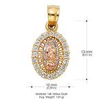 Ioka 14K Yellow Gold Our Lady of Guadalupe Cubic Zirconia CZ Charm Pendant with 1.5mm Valentino Chain Necklace - 18"
