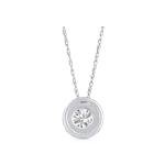 14K White Gold Lab Diamond Halo Pendant Necklace