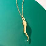 Italian Horn Pendant Necklace in 14kt Yellow Gold