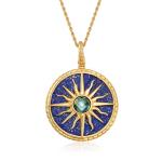 Lapis and Blue Topaz Sun Pendant Necklace