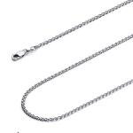 14k REAL White Gold Solid 1.5mm Flat Open wheat Chain Necklace with Lobster Claw Clasp - 24"