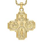IceCarats 14K Solid Yellow Gold Four Way Holy Cross Religious Medal Necklace Christian Pendant Scapular Charm Chain 18 inch 39.25mm x 29mm 29 mm