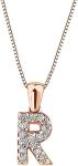 Rose Gold Initial R Diamond Pendant Necklace
