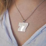 Personalized Gold Number Pendant with Name