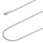 14k REAL White Gold Solid 1.5mm Flat Open wheat Chain Necklace with Lobster Claw Clasp - 24"