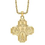 IceCarats 14K Solid Yellow Gold Four Way Holy Cross Religious Medal Necklace Christian Pendant Scapular Charm Chain 18 inch 39.25mm x 29mm 29 mm