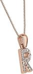 Rose Gold Initial R Diamond Pendant Necklace