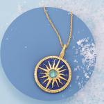 Lapis and Blue Topaz Sun Pendant Necklace