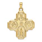IceCarats 14K Solid Yellow Gold Four Way Holy Cross Religious Medal Necklace Christian Pendant Scapular Charm Chain 18 inch 39.25mm x 29mm 29 mm
