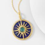 Lapis and Blue Topaz Sun Pendant Necklace