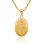 IceCarats 14K Solid Yellow Gold Our Lady of Miraculous Medal Blessed Virgin Mary Necklace Chain Pendant Charm 29mm x 14.5mm Only