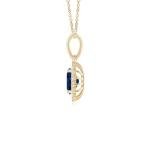 Angara Natural Blue Sapphire Pendant for Women | 0.6 ct Oval Shape Blue Sapphire Diamond Floral Princess Diana Pendant Necklace in Yellow Gold | September Birthday Gemstone Jewelry Gift | AA | 6x4mm
