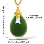 ZHOU LIU FU 24K Solid Gold Pendant for Women, Real Pure Gold Green Nephrite Jade Jewelry Dainty Drop Pendant for Girlfriend (Not Include Necklace)