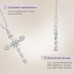Jewelili 10K White Gold Cross Pendant Necklace for Women | 1/2 CTTW Natural White Round & Baguette Diamonds | 18" Rope Chain | Luxury Jewelry with Gift Box | Gift for Her