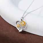 14K Real Gold Nature Diamond Heart Necklace for Women,White/Yellow Gold Sunflower Heart Pendant | You are My Sunshine,Anniversary Birthday Love Jewelry Gifts for Wife Mom 16"-18'' (Style-3)