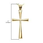 14K Yellow Gold Simple Classic Flared Cross Pendant Necklace with Rolo Chain - 18"