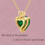 NFYBD 14k Gold Love Heart Emerald Birthstone Pendant Necklace for Women 3 Carat Heart-cut Created Gemstone Anniversary Birthday Mother's Day Necklaces for Her 16+1+1 inch-May