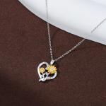 14K Real Gold Nature Diamond Heart Necklace for Women,White/Yellow Gold Sunflower Heart Pendant | You are My Sunshine,Anniversary Birthday Love Jewelry Gifts for Wife Mom 16"-18'' (Style-3)