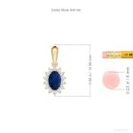 Angara Natural Blue Sapphire Pendant for Women | 0.6 ct Oval Shape Blue Sapphire Diamond Floral Princess Diana Pendant Necklace in Yellow Gold | September Birthday Gemstone Jewelry Gift | AA | 6x4mm