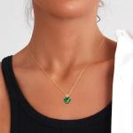 NFYBD 14k Gold Love Heart Emerald Birthstone Pendant Necklace for Women 3 Carat Heart-cut Created Gemstone Anniversary Birthday Mother's Day Necklaces for Her 16+1+1 inch-May
