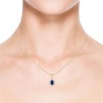 Angara Natural Blue Sapphire Pendant for Women | 0.6 ct Oval Shape Blue Sapphire Diamond Floral Princess Diana Pendant Necklace in Yellow Gold | September Birthday Gemstone Jewelry Gift | AA | 6x4mm