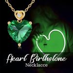 NFYBD 14k Gold Love Heart Emerald Birthstone Pendant Necklace for Women 3 Carat Heart-cut Created Gemstone Anniversary Birthday Mother's Day Necklaces for Her 16+1+1 inch-May