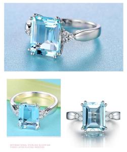 Aquamarine Sterling Silver Ring for Women