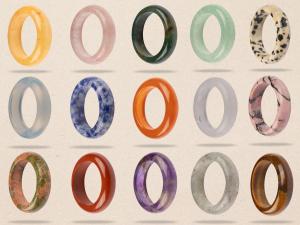 Natural Stone Healing Crystal Rings, Sizes 7-10