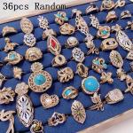 36pcs Mixed Gemstone Ring Set - Boho Style