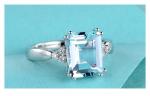 Aquamarine Sterling Silver Ring for Women