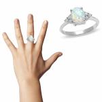 Silver Fire Opal Ring in 925 Sterling Size 6-10