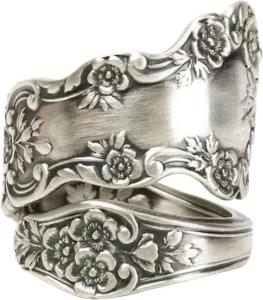 Adjustable Oxidized Silver Spoon Ring Jewelry