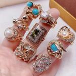 36pcs Mixed Gemstone Ring Set - Boho Style