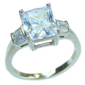 Princess Cut White Topaz Sterling Silver Ring Size 8