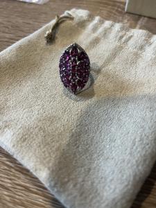 Multi-Cut Rhodolite Garnet Flower Ring, Size 7