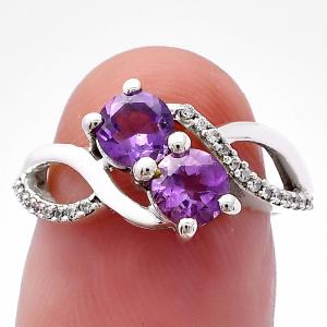 Natural Multi-Stone 925 Silver Ring, Sizes 5-8