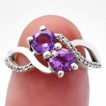 Natural Multi-Stone 925 Silver Ring, Sizes 5-8