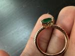 14K Rose Gold Square Green Gemstone Ring, Size 7