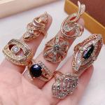 36pcs Mixed Gemstone Ring Set - Boho Style