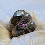 Sterling Silver Size 7 Ring with Blue Purple Stones