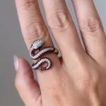 3.00 ctw Lab Created Ruby & Diamond 14k Gold Plated Snake Cocktail Wedding Ring!