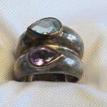 Sterling Silver Size 7 Ring with Blue Purple Stones